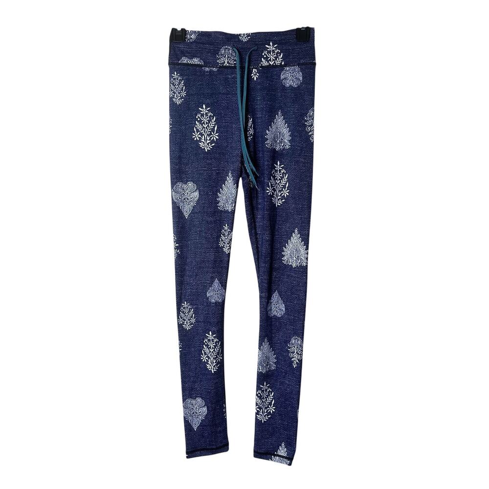 The Upside Blue Woodblock Full Length Leggings Size US 6